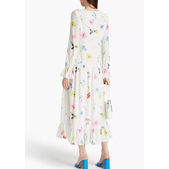 Olivia Rubin Lily White Chiffon Ruffle Floral Midi Dress 6 NWT $560 - Picture 3 of 12